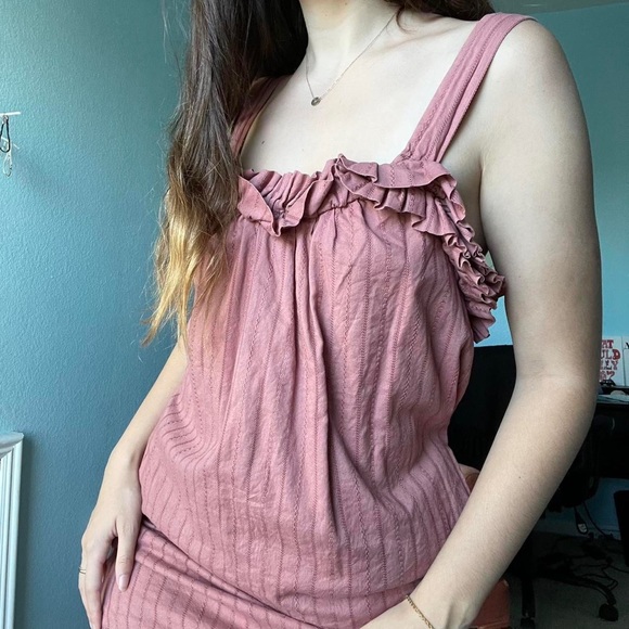 mauve pink tank top sleeveless summer dress with pockets - Picture 2 of 4